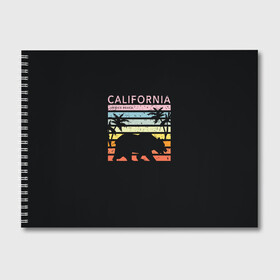 Альбом для рисования с принтом California гризли на закате в Кировске, 100% бумага
 | матовая бумага, плотность 200 мг. | california | гризли | закат | лето | медведь | пальмы | солнце