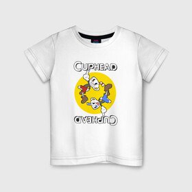 Детская футболка хлопок с принтом СapheadMugman в Кировске, 100% хлопок | круглый вырез горловины, полуприлегающий силуэт, длина до линии бедер | caphead | cup | mugman | друг | капхед | капхейд | кружка | мугман