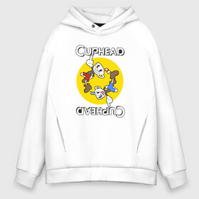 Мужское худи Oversize хлопок с принтом СapheadMugman в Кировске, френч-терри — 70% хлопок, 30% полиэстер. Мягкий теплый начес внутри —100% хлопок | боковые карманы, эластичные манжеты и нижняя кромка, капюшон на магнитной кнопке | caphead | cup | mugman | друг | капхед | капхейд | кружка | мугман