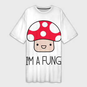 Платье-футболка 3D с принтом Грибочек в Кировске,  |  | fungi | im a fungi | mushroom | гриб | грибок | грибочек. | грибчанский | я гриб