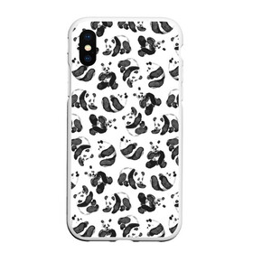 Чехол для iPhone XS Max матовый с принтом Акварельные панды паттерн в Кировске, Силикон | Область печати: задняя сторона чехла, без боковых панелей | art | black white | cute | funny panda | panda | pandas | pattern | watercolor | акварель | акварельный рисунок | арт | детский рисунок | маленькие панды | медведи | медвежата | милые панды | мишки | панда | пандочка | пандочки | узор