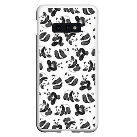 Чехол для Samsung S10E с принтом Акварельные панды паттерн в Кировске, Силикон | Область печати: задняя сторона чехла, без боковых панелей | Тематика изображения на принте: art | black white | cute | funny panda | panda | pandas | pattern | watercolor | акварель | акварельный рисунок | арт | детский рисунок | маленькие панды | медведи | медвежата | милые панды | мишки | панда | пандочка | пандочки | узор