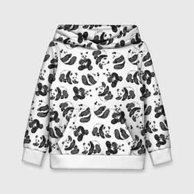 Детская толстовка 3D с принтом Акварельные панды паттерн в Кировске, 100% полиэстер | двухслойный капюшон со шнурком для регулировки, мягкие манжеты на рукавах и по низу толстовки, спереди карман-кенгуру с мягким внутренним слоем | Тематика изображения на принте: art | black white | cute | funny panda | panda | pandas | pattern | watercolor | акварель | акварельный рисунок | арт | детский рисунок | маленькие панды | медведи | медвежата | милые панды | мишки | панда | пандочка | пандочки | узор