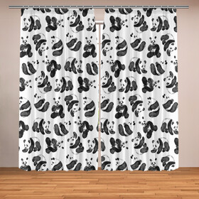 Фотошторы с принтом Акварельные панды паттерн в Кировске, Блэкаут (светозащита 90%) / Габардин (светозащита 40% | 2 полотна шириной по 145 см; Высота 200-300 см; Крепление: шторная лента (на крючки); | art | black white | cute | funny panda | panda | pandas | pattern | watercolor | акварель | акварельный рисунок | арт | детский рисунок | маленькие панды | медведи | медвежата | милые панды | мишки | панда | пандочка | пандочки | узор