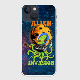 Чехол для iPhone 13 mini с принтом Alien Invasion в Кировске,  |  | alien | galaxy | nasa | звезды | космос | наса | нло | планеты | пришелец