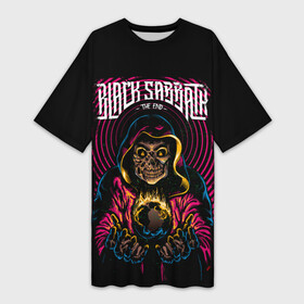 Платье-футболка 3D с принтом BLACK SABBATH в Кировске,  |  | black | grange | hardcore | metal | music | osbourne | ozzy | punk | retro | rock | sabbath | trash | метал | музыка | озборн | оззи | ретро | рок.блэк | сэббэт