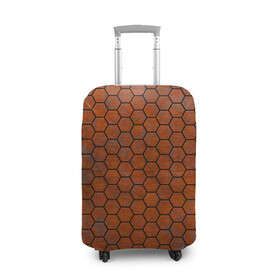 Чехол для чемодана 3D с принтом Ржавые Соты в Кировске, 86% полиэфир, 14% спандекс | двустороннее нанесение принта, прорези для ручек и колес | armor | hexagons | honeycombs | rusty | ржавчина | соты
