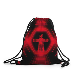 Рюкзак-мешок 3D с принтом Siren Head Glow в Кировске, 100% полиэстер | плотность ткани — 200 г/м2, размер — 35 х 45 см; лямки — толстые шнурки, застежка на шнуровке, без карманов и подкладки | siren head | линии | монстр | неон | свечение | сиреноголовый