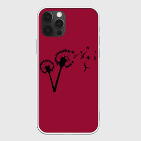 Чехол для iPhone 12 Pro с принтом Dandelion flight. Red Frame в Кировске, силикон | область печати: задняя сторона чехла, без боковых панелей | dandelion | flight | garden | human | people | travel | люди | на | одуванчик | одуванчике | парение | парить | полет | путешествие | растение | человек