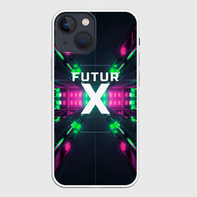 Чехол для iPhone 13 mini с принтом FuturX в Кировске,  |  | будущее | киберпанк | крест | неон | технологии