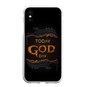 Чехол для iPhone XS Max матовый с принтом God day GOW в Кировске, Силикон | Область печати: задняя сторона чехла, без боковых панелей | gad of war | game | games | god of war | god of wor | бог войны | игра | игры | кинжалы | кратос | праздник