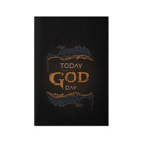 Обложка для паспорта матовая кожа с принтом God day GOW в Кировске, натуральная матовая кожа | размер 19,3 х 13,7 см; прозрачные пластиковые крепления | gad of war | game | games | god of war | god of wor | бог войны | игра | игры | кинжалы | кратос | праздник