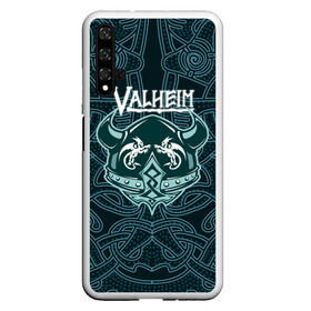 Чехол для Honor 20 с принтом Valheim шлем с рогами в Кировске, Силикон | Область печати: задняя сторона чехла, без боковых панелей | fantasy | mmo | valheim | valve | валхейм | вальхейм | викинги | выживалка | игра | королевская битва | ммо | ролевая игра | фэнтази