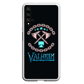 Чехол для Honor 20 с принтом Valheim лого и цепи в Кировске, Силикон | Область печати: задняя сторона чехла, без боковых панелей | fantasy | mmo | valheim | valve | валхейм | вальхейм | викинги | выживалка | игра | королевская битва | ммо | ролевая игра | фэнтази