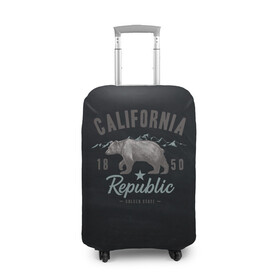 Чехол для чемодана 3D с принтом California republic в Кировске, 86% полиэфир, 14% спандекс | двустороннее нанесение принта, прорези для ручек и колес | bear | california | republic | state | калифорния | медведь | республика