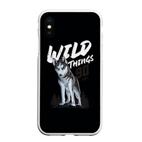 Чехол для iPhone XS Max матовый с принтом Wild Things в Кировске, Силикон | Область печати: задняя сторона чехла, без боковых панелей | Тематика изображения на принте: wolf | волк | лес | пес | север | собака | хаски