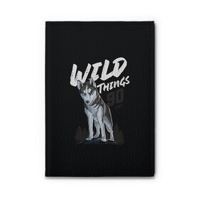 Обложка для автодокументов с принтом Wild Things в Кировске, натуральная кожа |  размер 19,9*13 см; внутри 4 больших “конверта” для документов и один маленький отдел — туда идеально встанут права | Тематика изображения на принте: wolf | волк | лес | пес | север | собака | хаски