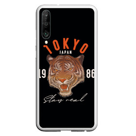 Чехол для Honor P30 с принтом Tokyo Tiger Japan в Кировске, Силикон | Область печати: задняя сторона чехла, без боковых панелей | Тематика изображения на принте: japan | tokyo | большая кошка | полосатый | тигр | тигрица | токио | хищник