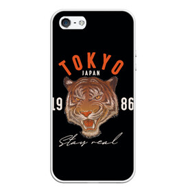 Чехол для iPhone 5/5S матовый с принтом Tokyo Tiger Japan в Кировске, Силикон | Область печати: задняя сторона чехла, без боковых панелей | Тематика изображения на принте: japan | tokyo | большая кошка | полосатый | тигр | тигрица | токио | хищник