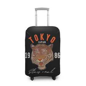 Чехол для чемодана 3D с принтом Tokyo Tiger Japan в Кировске, 86% полиэфир, 14% спандекс | двустороннее нанесение принта, прорези для ручек и колес | Тематика изображения на принте: japan | tokyo | большая кошка | полосатый | тигр | тигрица | токио | хищник