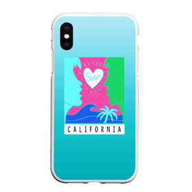 Чехол для iPhone XS Max матовый с принтом CALIFORNIA SURF в Кировске, Силикон | Область печати: задняя сторона чехла, без боковых панелей | california | love | surf | влюбленные | закат | калифорния | любовь | море | пальма