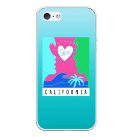 Чехол для iPhone 5/5S матовый с принтом CALIFORNIA SURF в Кировске, Силикон | Область печати: задняя сторона чехла, без боковых панелей | california | love | surf | влюбленные | закат | калифорния | любовь | море | пальма