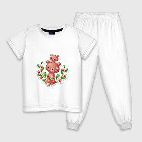 Детская пижама хлопок с принтом Веселые медведи милашки в Кировске, 100% хлопок |  брюки и футболка прямого кроя, без карманов, на брюках мягкая резинка на поясе и по низу штанин
 | Тематика изображения на принте: веселые | животные | малышка | медведи | медвежонок | милашка | мультяшка