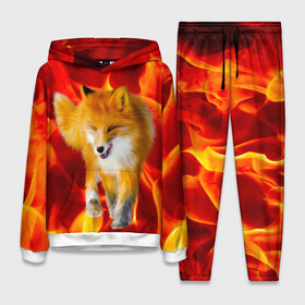 Женский костюм 3D (с толстовкой) с принтом Fire Fox в Кировске,  |  | animal | fire | fox | texture | битва огней | животные | лис | лиса | огонь | пламя | стихия | текстура