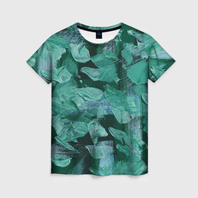 Женская футболка 3D с принтом Зелень в Кировске, 100% полиэфир ( синтетическое хлопкоподобное полотно) | прямой крой, круглый вырез горловины, длина до линии бедер | абстракция | молодежное | пестрое | стиль | тренд | хайп