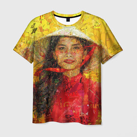 Мужская футболка 3D с принтом Вьетнам в Кировске, 100% полиэфир | прямой крой, круглый вырез горловины, длина до линии бедер | вьетнам | девушка | лето | молодежное | пестрое | позитив