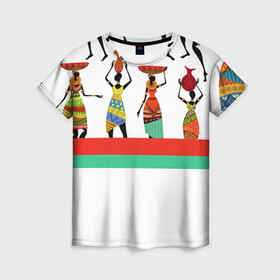 Женская футболка 3D с принтом Девушки в Кировске, 100% полиэфир ( синтетическое хлопкоподобное полотно) | прямой крой, круглый вырез горловины, длина до линии бедер | африка | афроамериканки | девушки | линии | полосы | рисунок