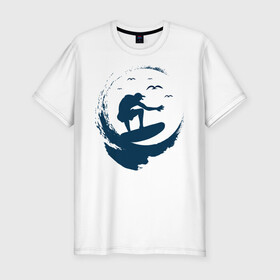 Мужская футболка хлопок Slim с принтом Surf 2 в Кировске, 92% хлопок, 8% лайкра | приталенный силуэт, круглый вырез ворота, длина до линии бедра, короткий рукав | surf | usa | калифорния | лето | море