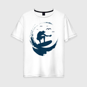 Женская футболка хлопок Oversize с принтом Surf 2 в Кировске, 100% хлопок | свободный крой, круглый ворот, спущенный рукав, длина до линии бедер
 | surf | usa | калифорния | лето | море