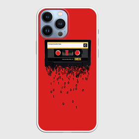 Чехол для iPhone 13 Pro Max с принтом The death of the cassette tape в Кировске,  |  | Тематика изображения на принте: 80 | 90 | age | death | epoch | era | retro | tape | гибель | двоичный | кассета | кассеты | код | компьютер | компьютеризация | переход | программирование | уходящая | ушедшая | цифровая | цифровой | эра