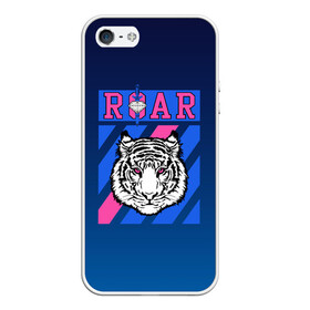 Чехол для iPhone 5/5S матовый с принтом Roar Tiger в Кировске, Силикон | Область печати: задняя сторона чехла, без боковых панелей | Тематика изображения на принте: roar | большая кошка | полосатый | тигр | тигрица | хищник