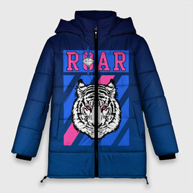 Женская зимняя куртка Oversize с принтом Roar Tiger в Кировске, верх — 100% полиэстер; подкладка — 100% полиэстер; утеплитель — 100% полиэстер | длина ниже бедра, силуэт Оверсайз. Есть воротник-стойка, отстегивающийся капюшон и ветрозащитная планка. 

Боковые карманы с листочкой на кнопках и внутренний карман на молнии | roar | большая кошка | полосатый | тигр | тигрица | хищник