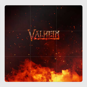 Магнитный плакат 3Х3 с принтом Valheim огненный лого в Кировске, Полимерный материал с магнитным слоем | 9 деталей размером 9*9 см | Тематика изображения на принте: fantasy | mmo | valheim | valve | валхейм | вальхейм | викинги | выживалка | игра | королевская битва | ммо | ролевая игра | фэнтази