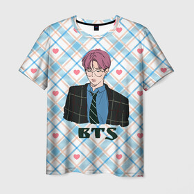 Мужская футболка 3D с принтом BTS anime style в Кировске, 100% полиэфир | прямой крой, круглый вырез горловины, длина до линии бедер | bts | k pop | kpop | rm | аниме | бтс | ви | джей хоуп | джонгук | кпоп | сюга | чимин | чин | япония