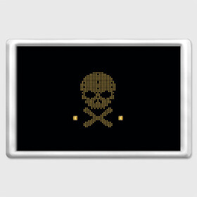 Магнит 45*70 с принтом Пиратский через из золота в Кировске, Пластик | Размер: 78*52 мм; Размер печати: 70*45 | hell | skull | ад | скелет | ужасы | череп | черепушка
