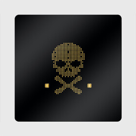 Магнит виниловый Квадрат с принтом Пиратский через из золота в Кировске, полимерный материал с магнитным слоем | размер 9*9 см, закругленные углы | hell | skull | ад | скелет | ужасы | череп | черепушка