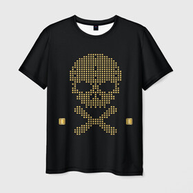 Мужская футболка 3D с принтом Пиратский через из золота в Кировске, 100% полиэфир | прямой крой, круглый вырез горловины, длина до линии бедер | hell | skull | ад | скелет | ужасы | череп | черепушка