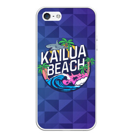 Чехол для iPhone 5/5S матовый с принтом KAILUA BEACH в Кировске, Силикон | Область печати: задняя сторона чехла, без боковых панелей | Тематика изображения на принте: kailua | акула | закат | море | отдых | отпуск | пальмы | пляж