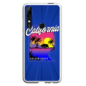 Чехол для Honor P Smart Z с принтом California golden coast в Кировске, Силикон | Область печати: задняя сторона чехла, без боковых панелей | california | golden coast | гризли | закат | калифорния | медведь | пальмы | природа