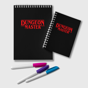 Блокнот с принтом Stranger Dungeon Master в Кировске, 100% бумага | 48 листов, плотность листов — 60 г/м2, плотность картонной обложки — 250 г/м2. Листы скреплены удобной пружинной спиралью. Цвет линий — светло-серый
 | aniki | billy | boss | boy | bucks | dark | deep | door | dungeon | fantasy | gachi | gachimuchi | gym | hundred | master | muchi | next | stranger | the | things | three | van | wee | билли | ван | гачи | гачимучи | дела | мучи |