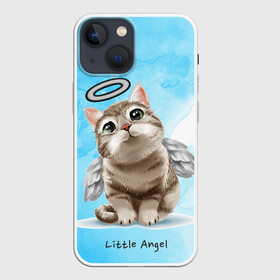 Чехол для iPhone 13 mini с принтом Little Angel в Кировске,  |  | ангел | арт | графика | животные | звери | кот | нимб