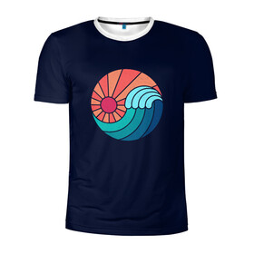 Мужская футболка 3D спортивная с принтом Sun and Sea. Yin and Yang в Кировске, 100% полиэстер с улучшенными характеристиками | приталенный силуэт, круглая горловина, широкие плечи, сужается к линии бедра | a | and | eang | lights | mosaic | of | sea | sun | symbiosis | the | wave | yin | волны | и | ин | лучи | мозаика | море | океан | симбиоз | солнечные | солнца | солнце | ян