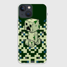 Чехол для iPhone 13 mini с принтом Minecraft Крипер в Кировске,  |  | minecraft | блоки | виеоигры | зеленый человечек | инди игра | комуфляж | майнкрафт | пикселы