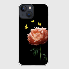 Чехол для iPhone 13 mini с принтом Цветок и бабочка в Кировске,  |  | бабочка | желтый | красивый | одинокий | цветок