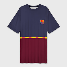 Платье-футболка 3D с принтом FC Barcelona | Flag and team Logo (2021 22) в Кировске,  |  | 0x000000123 | barca | barcelona | elclasico | la liga | messi | pre match | барса | барселона | классико | месси