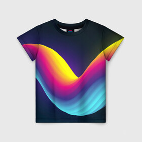 Детская футболка 3D с принтом Neon wire в Кировске, 100% гипоаллергенный полиэфир | прямой крой, круглый вырез горловины, длина до линии бедер, чуть спущенное плечо, ткань немного тянется | neon | rainbow | геометрия | линии | неон | радуга | разноцветный | светящийся